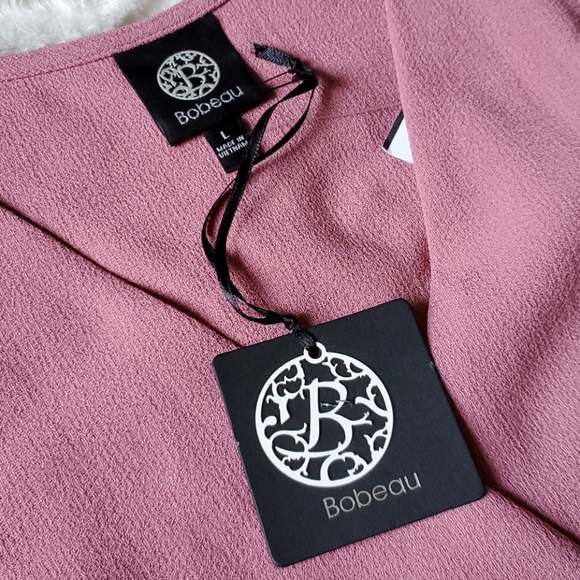 Bobeau Short Sleeve Crepe Wrap Dress Mauve - Picture 6 of 8